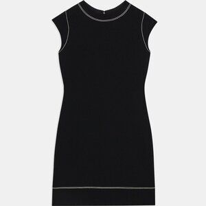 Theory Embroidered Shift Dress in Admiral Crepe